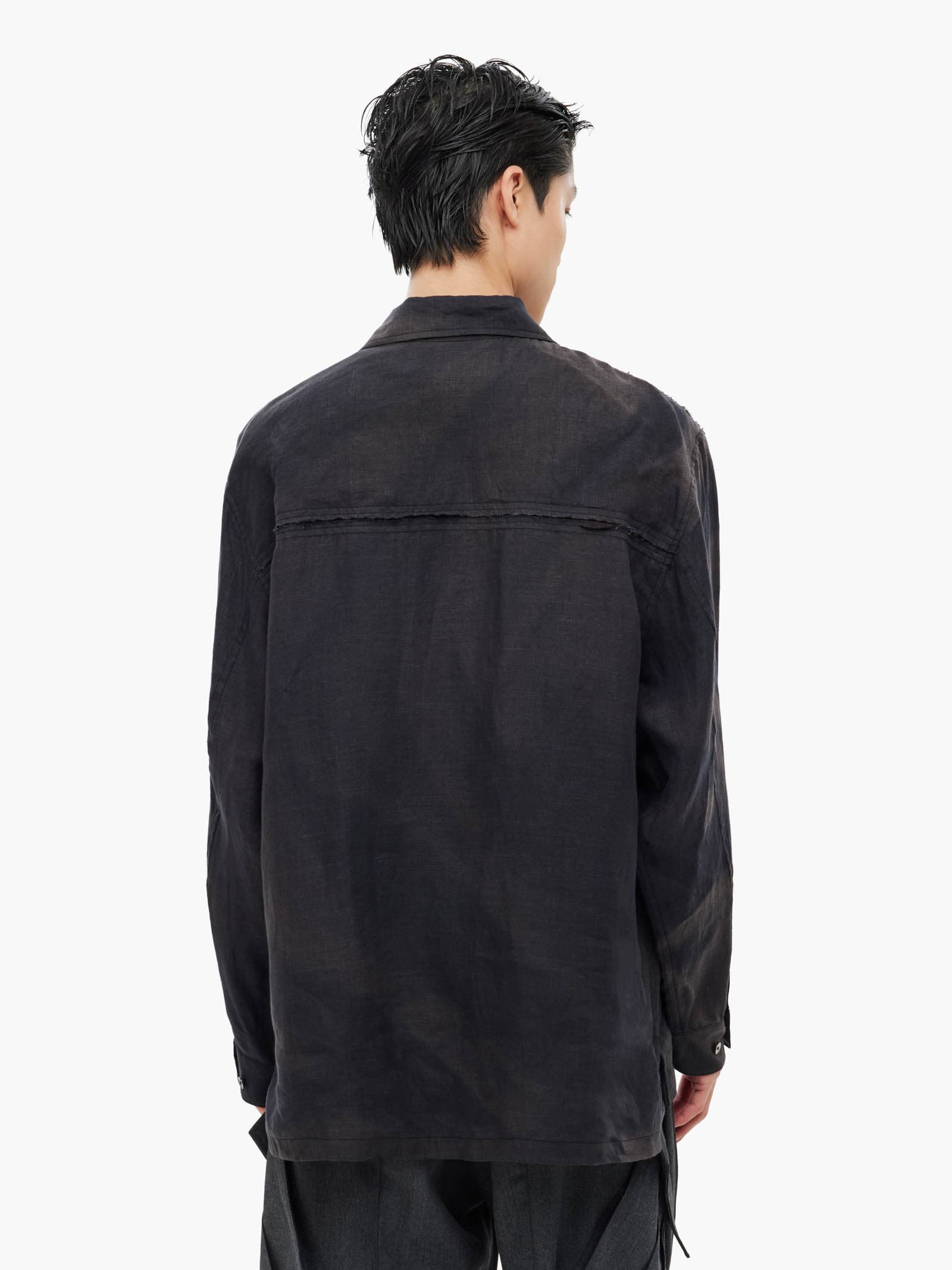 Sun-Bleached Raw Edged Shirt - Black — vue 8