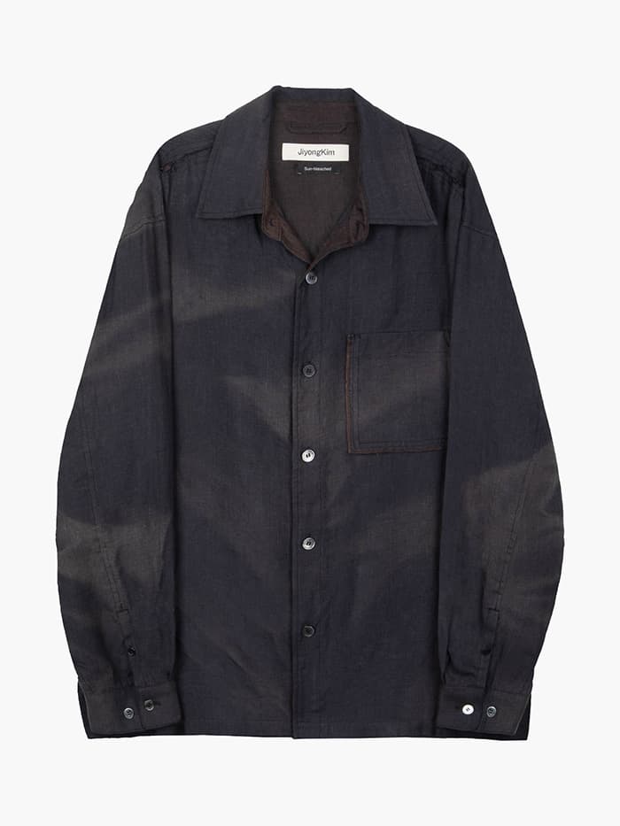 Sun-Bleached Raw Edged Shirt - Black