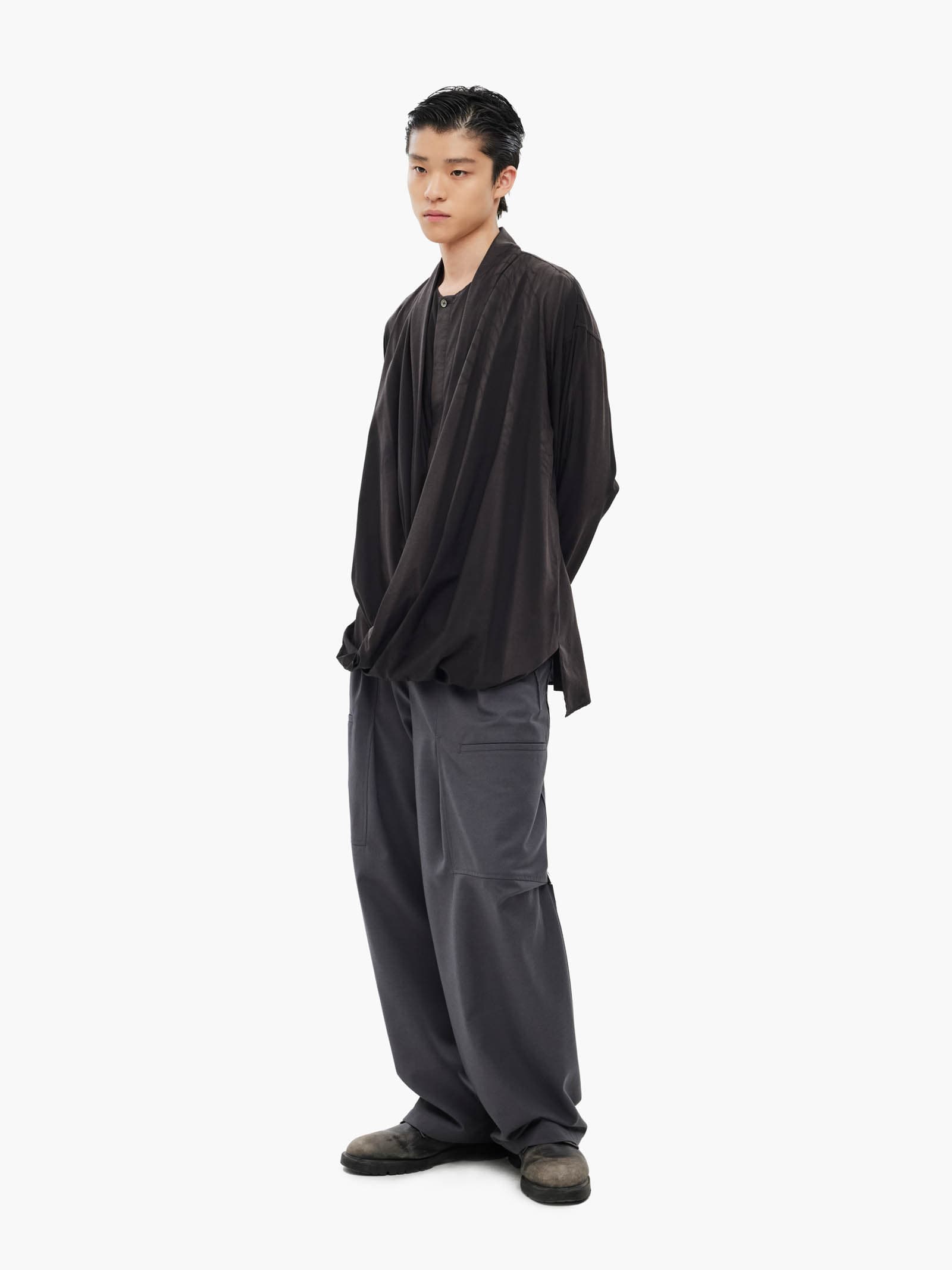 Sun-Bleached Draped Shirt - Black — vue 2