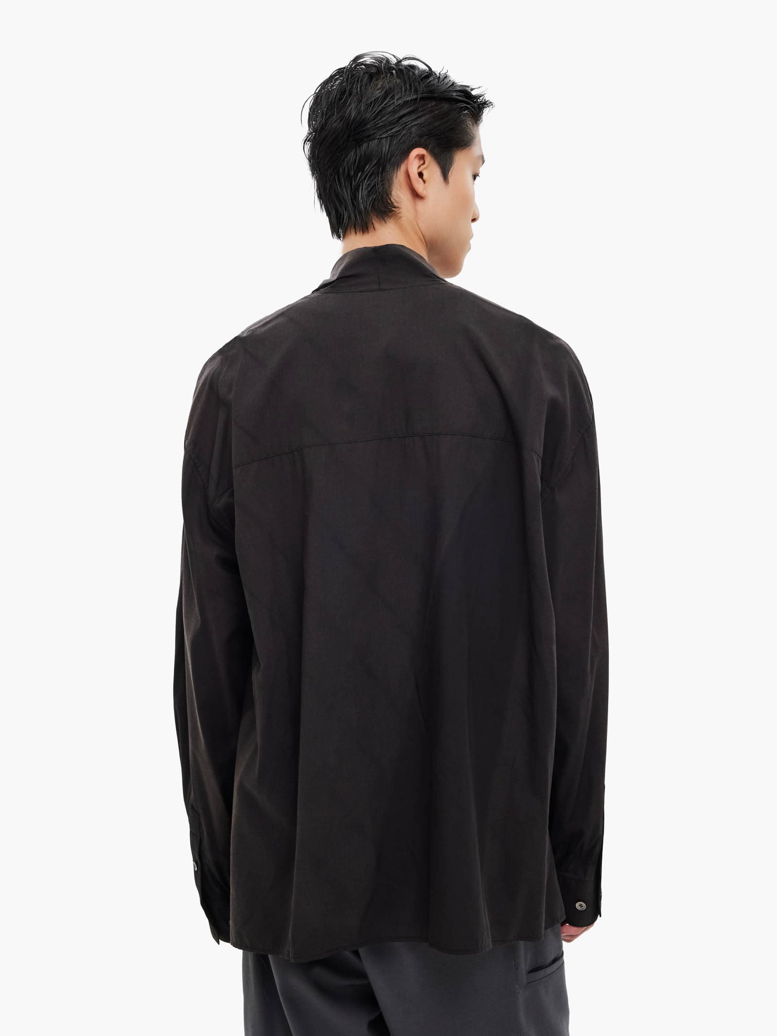 Sun-Bleached Draped Shirt - Black — vue 6