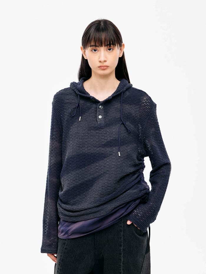 Sun-Bleached Layered Net Hoodie - Purple