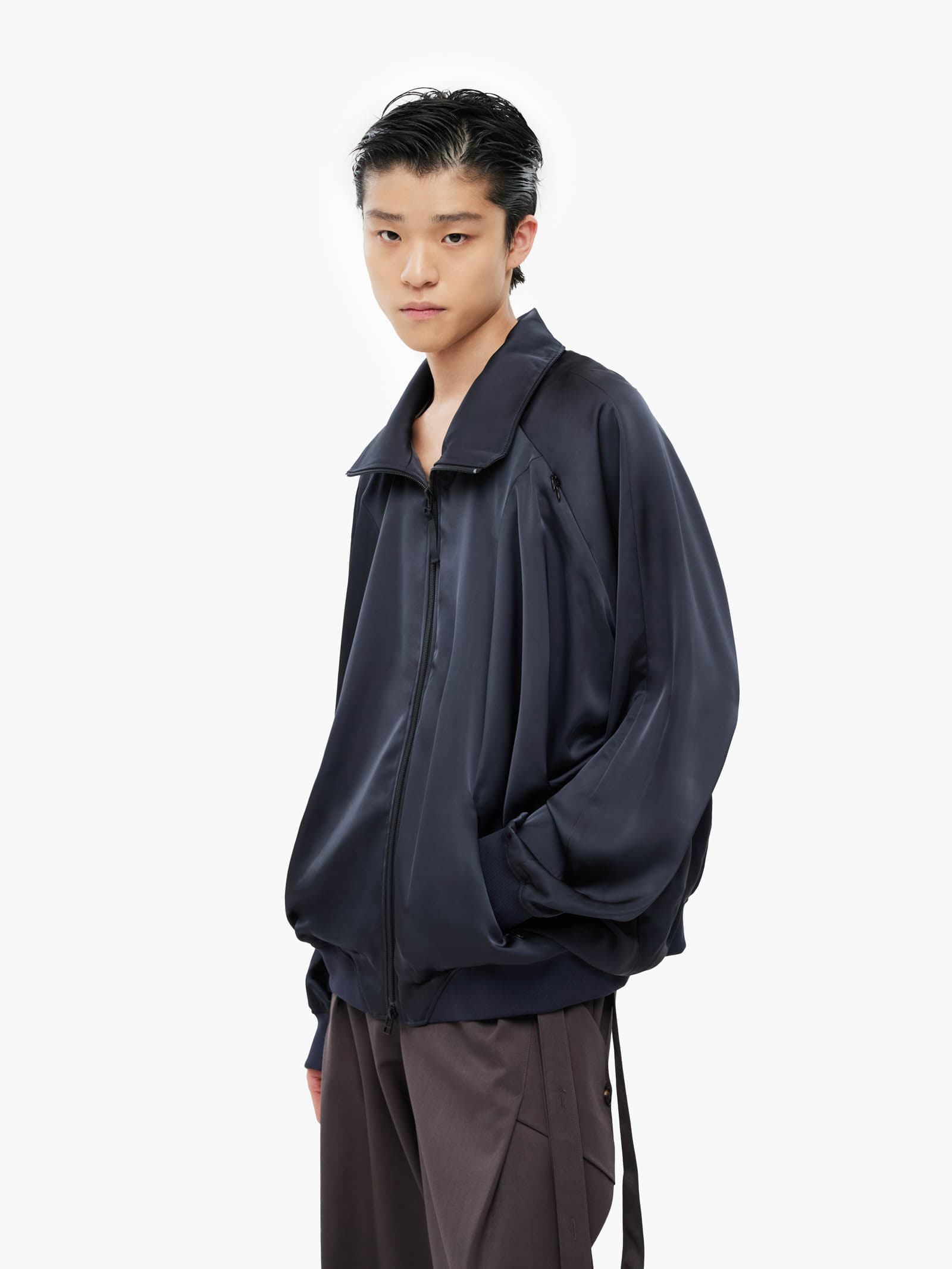 Draped Track Jacket - Navy — vue 3