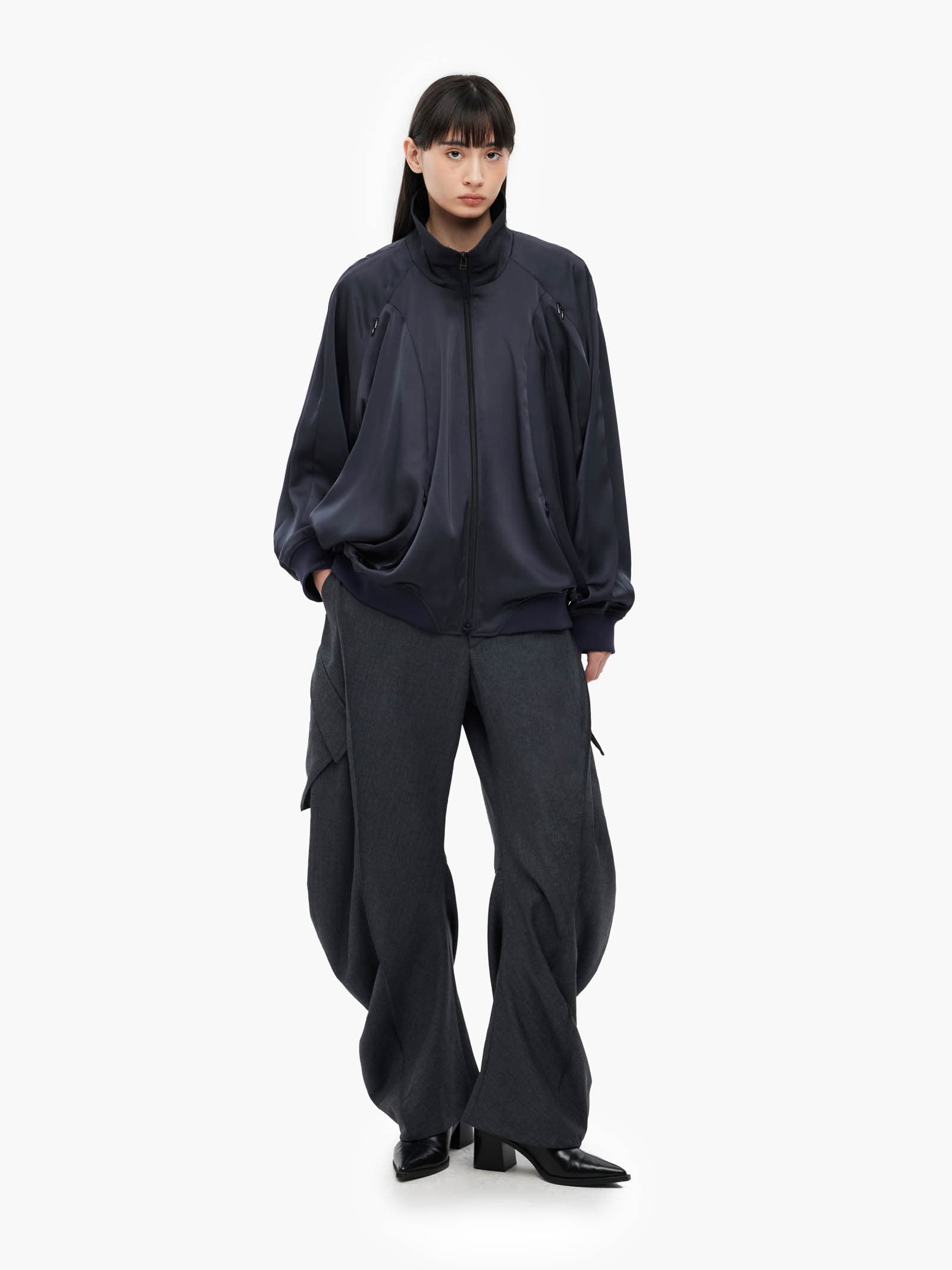 Draped Track Jacket - Navy — vue 5