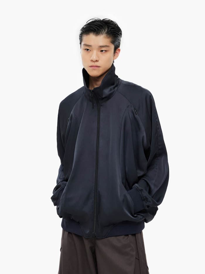 Draped Track Jacket - Navy — vue 1