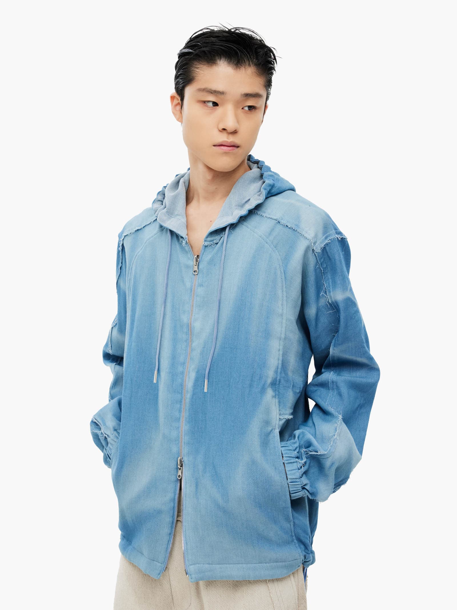 Sun-Bleached Reversible Hood Jacket - Light Blue — vue 4