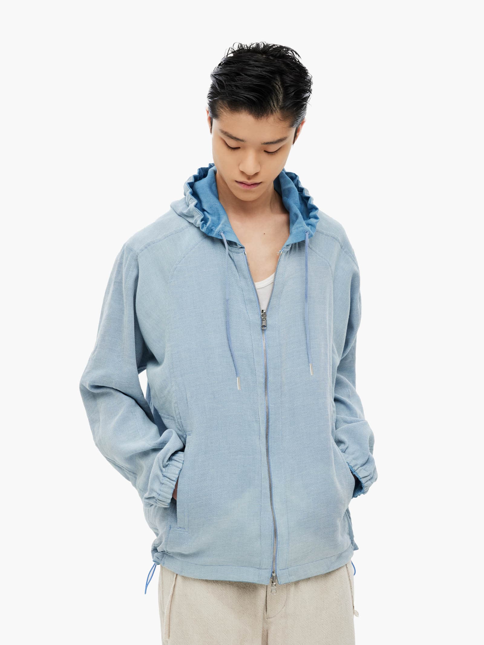 Sun-Bleached Reversible Hood Jacket - Light Blue — vue 5
