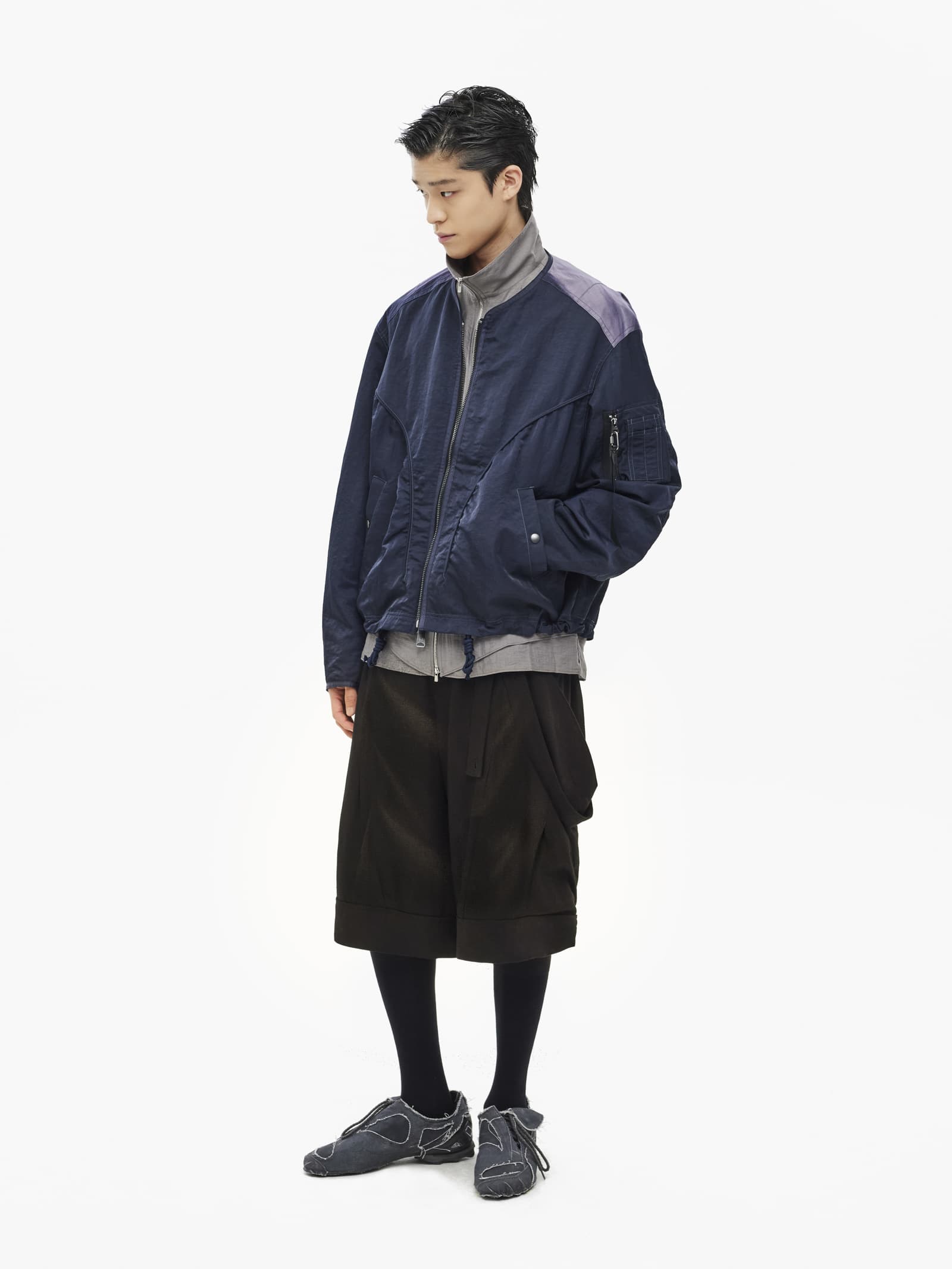Sun-Bleached Layered Strap Half Trousers - Black — vue 2