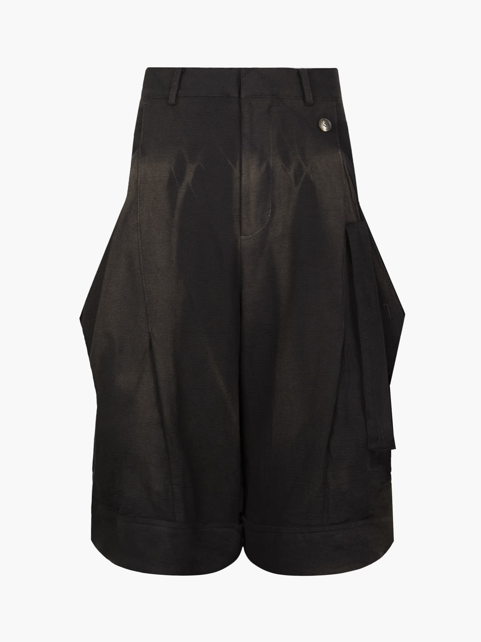 Sun-Bleached Layered Strap Half Trousers - Black — vue 6