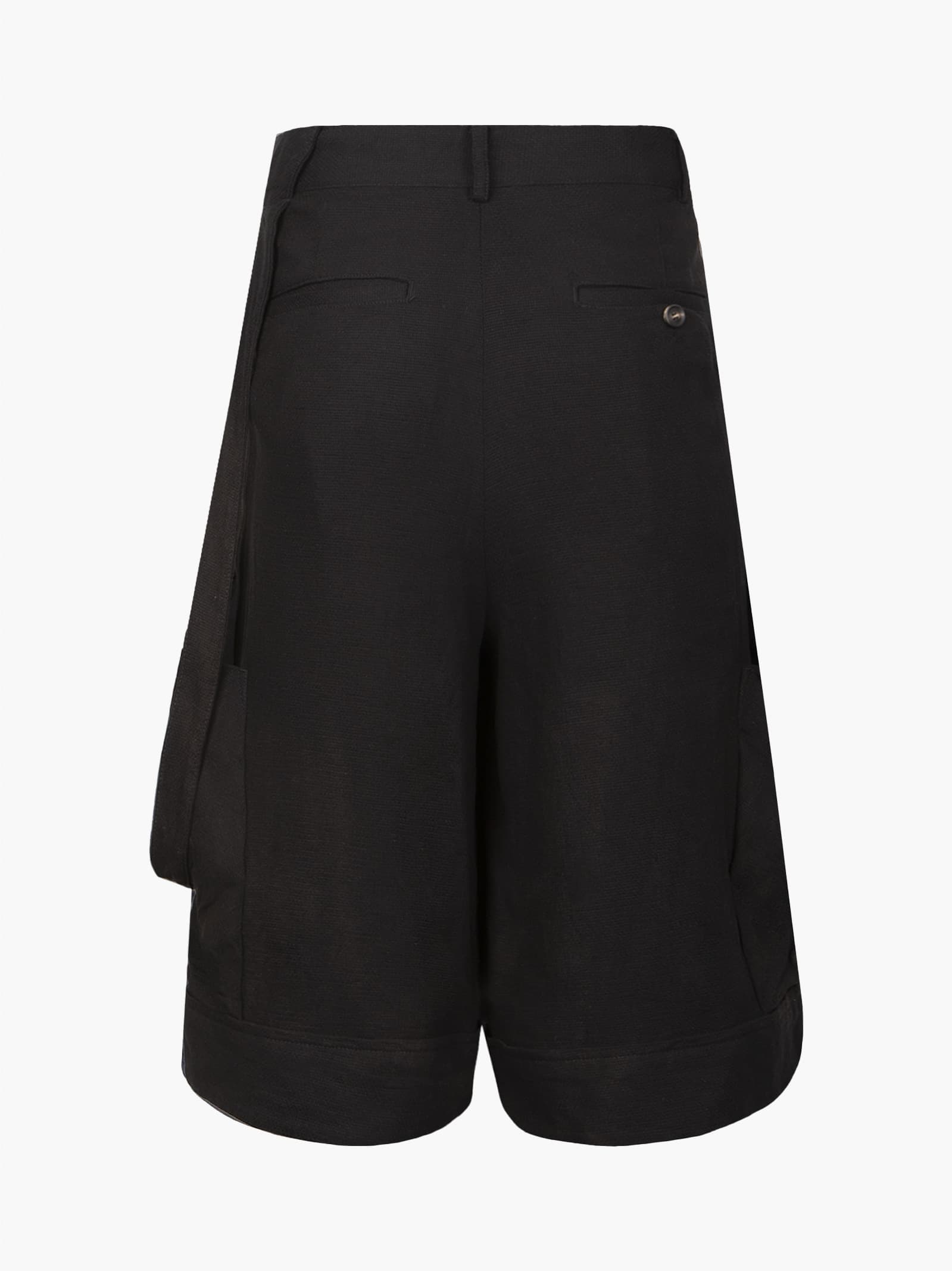 Sun-Bleached Layered Strap Half Trousers - Black — vue 7