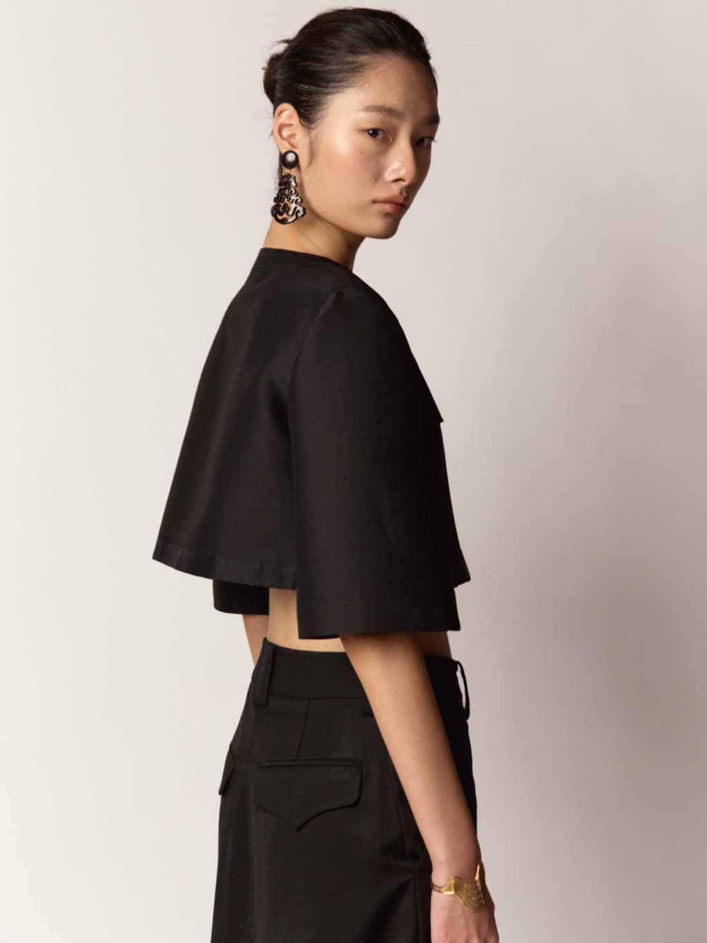 SJ Crop Jacket - Black, Ivory — vue 5
