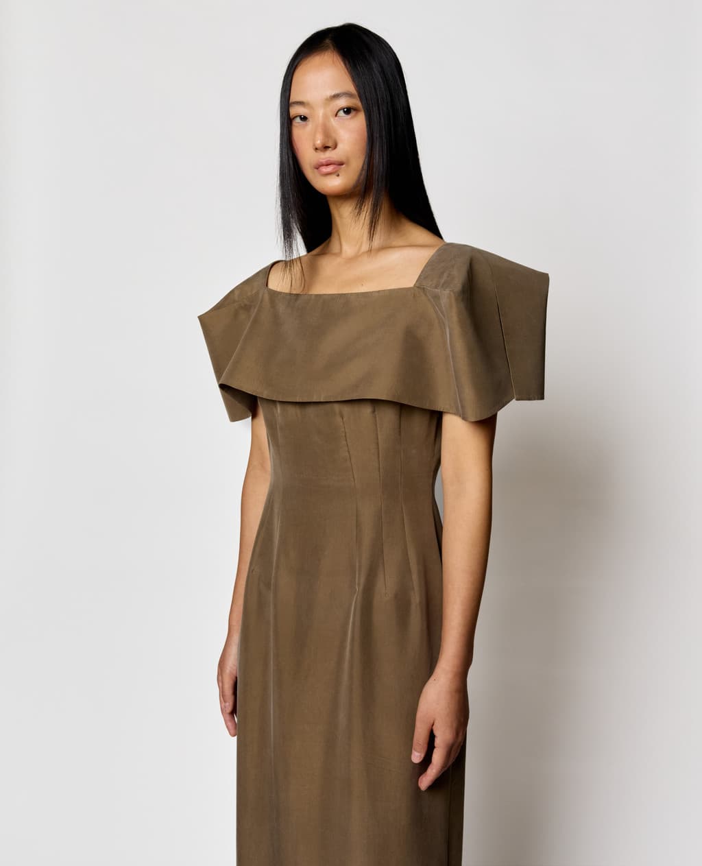 Kiwa Square Neck Dress - Khaki — vue 2