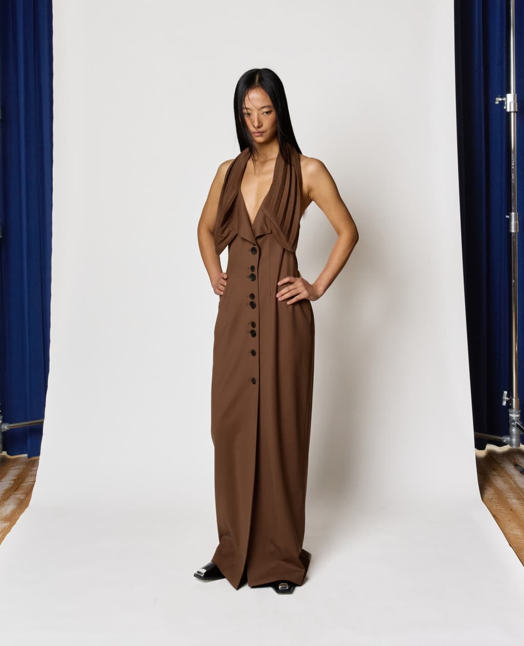 Kiwa Button-Up Dress - Brown — vue 1