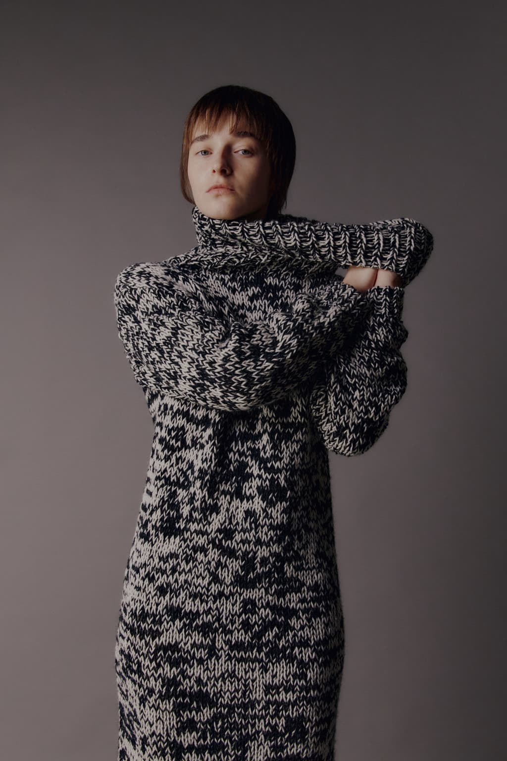Handcraft Collection - Glen Knit Turtleneck Dress — vue 4
