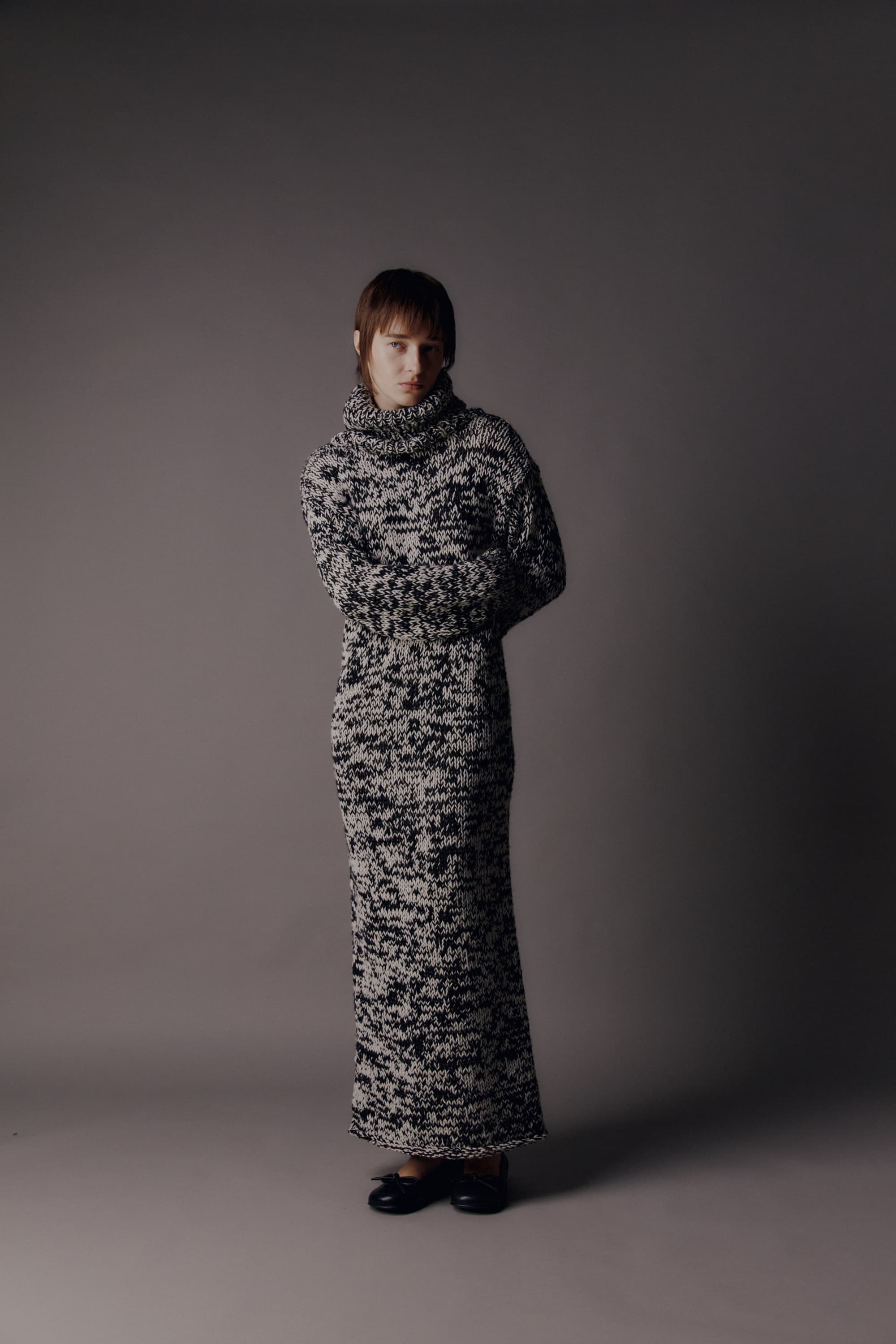 Handcraft Collection - Glen Knit Turtleneck Dress