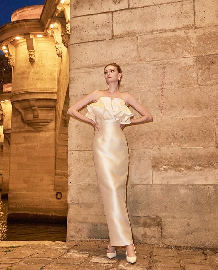 Polyester Dress (Ivory) — 2023 F/W — vue 1