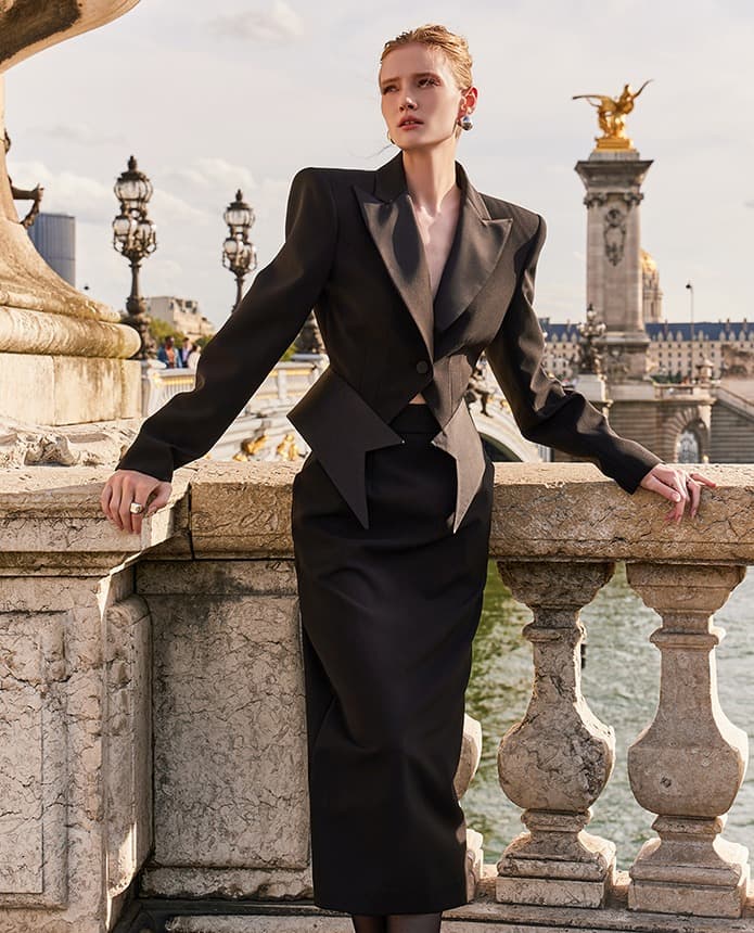 Polyester Tailored Jacket (Black) — KSH32O2JK004