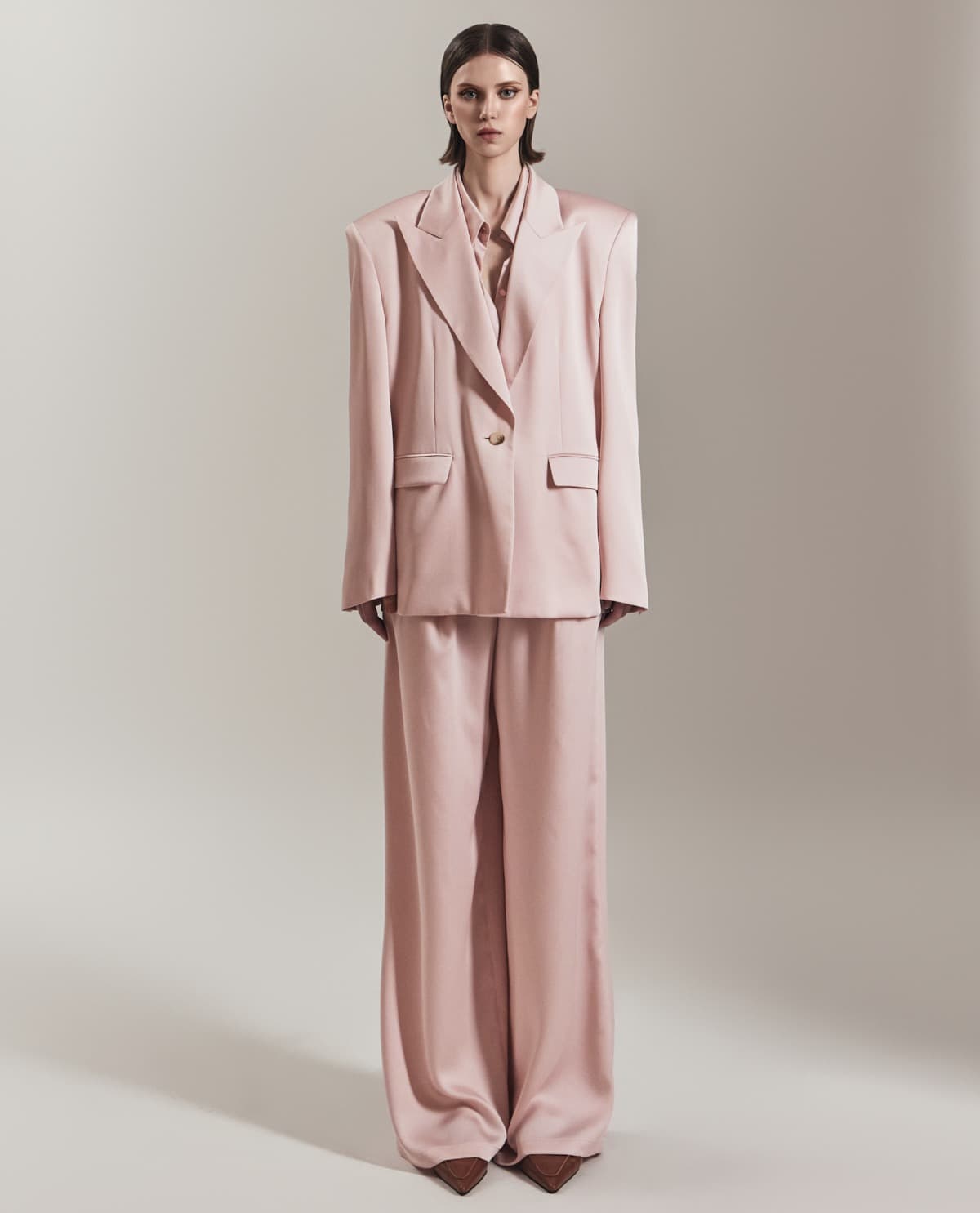 Polyester Tailored Jacket (Baby Pink)