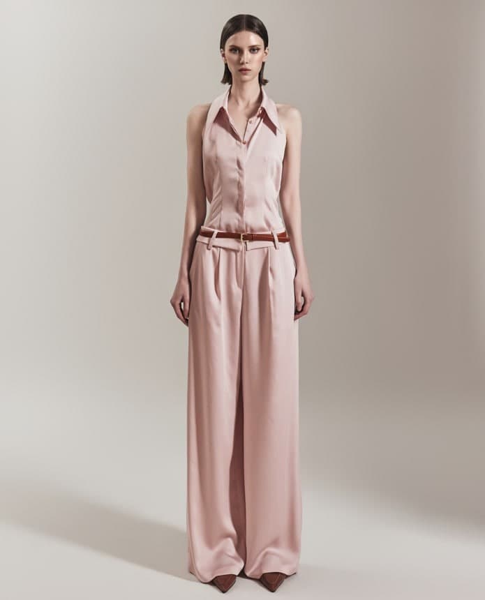 Polyester Sleeveless Top (Baby Pink) — vue 1