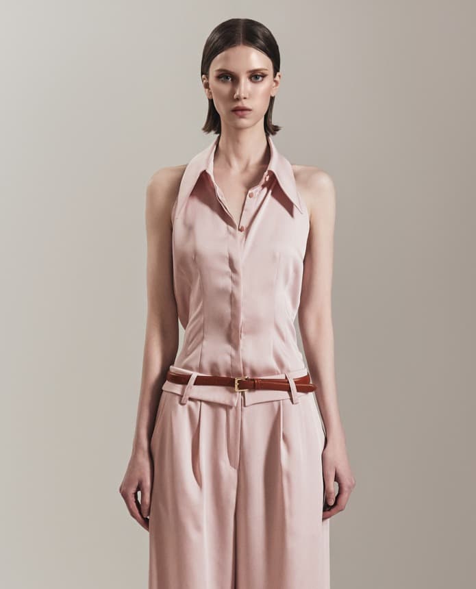 Polyester Sleeveless Top (Baby Pink)