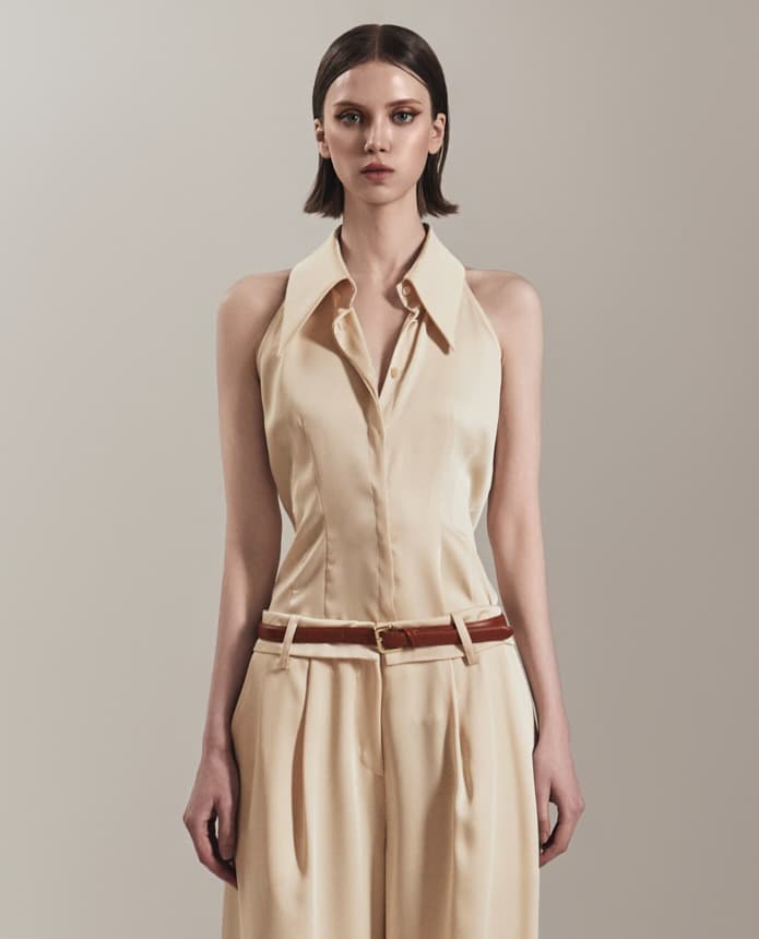 Polyester Sleeveless Top (Yellow)