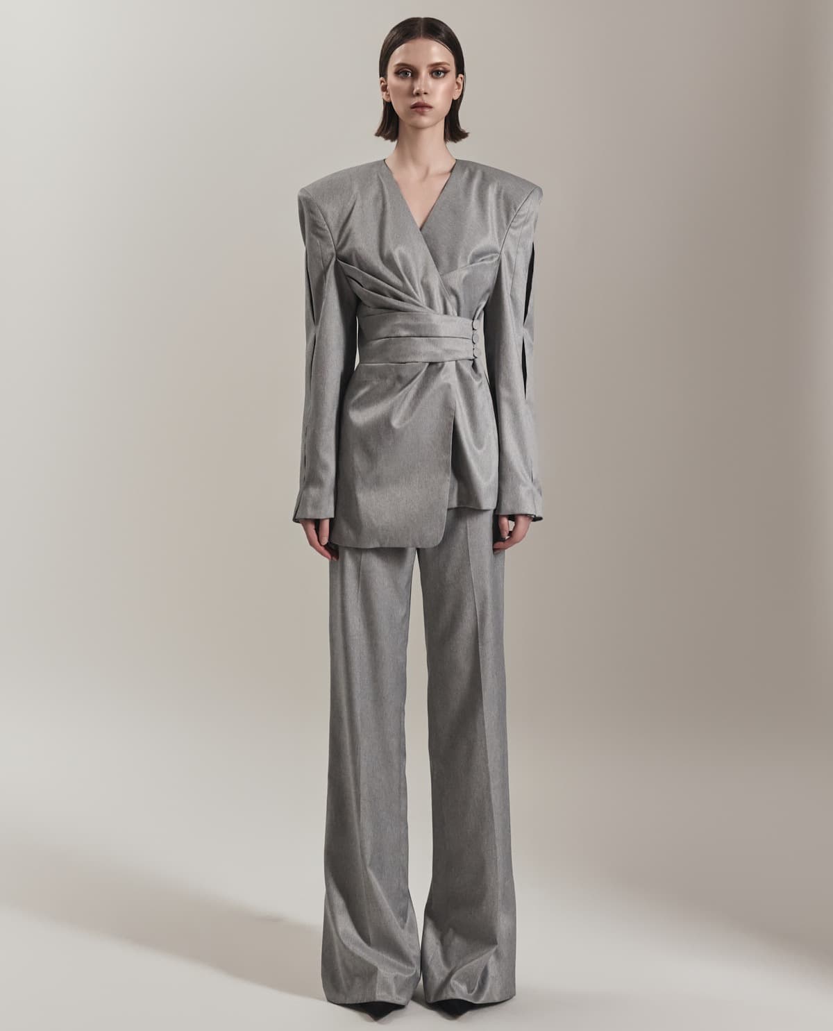 Polyester Tailored Jacket (Gray) — 2024 S/S