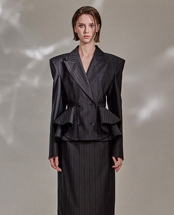 Wool-Polyester Tailored Jacket (Gray) — KSH42O2JK031