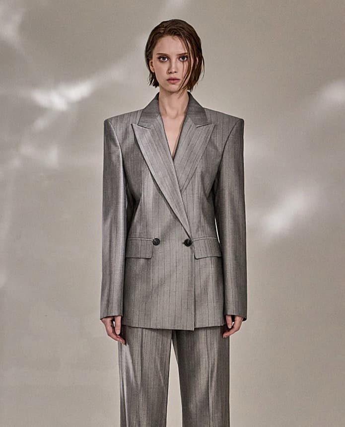 Wool-Polyester Tailored Jacket (Gray) — KSH42O2JK023