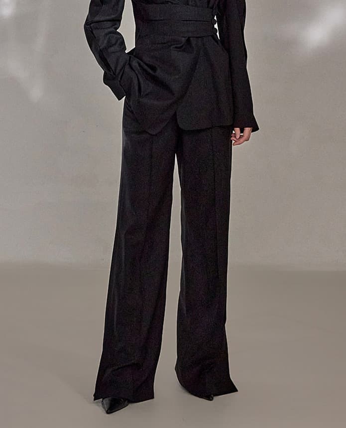 Polyester Trousers (Black) — 2024 S/S