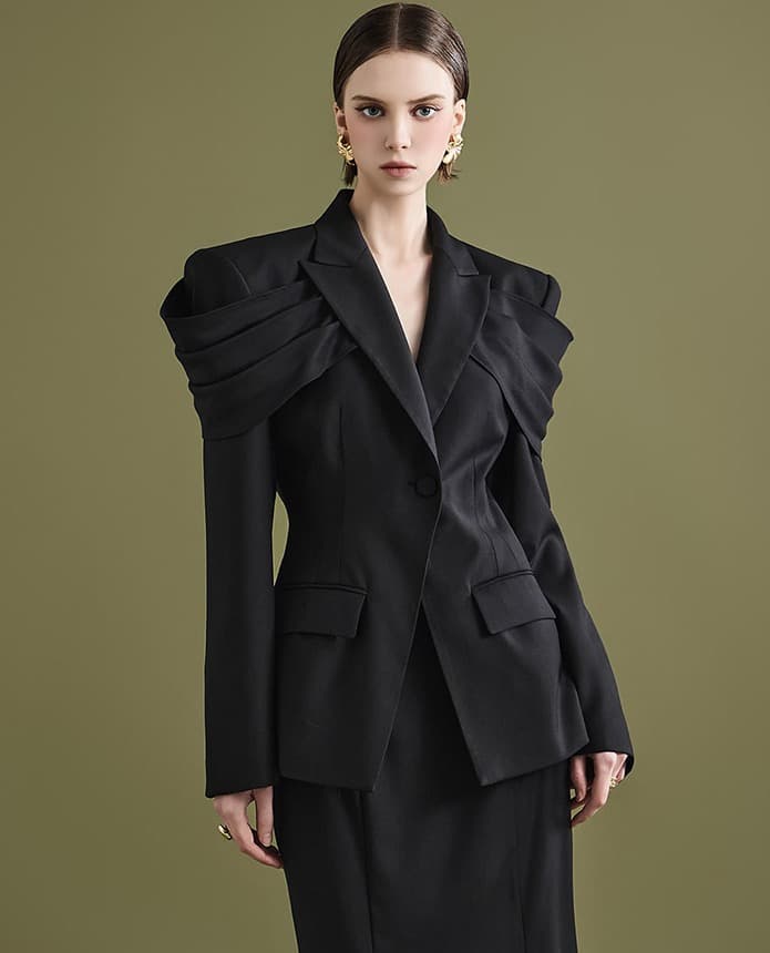 Polyester-Rayon Tailored Jacket — KSH42O2JK027