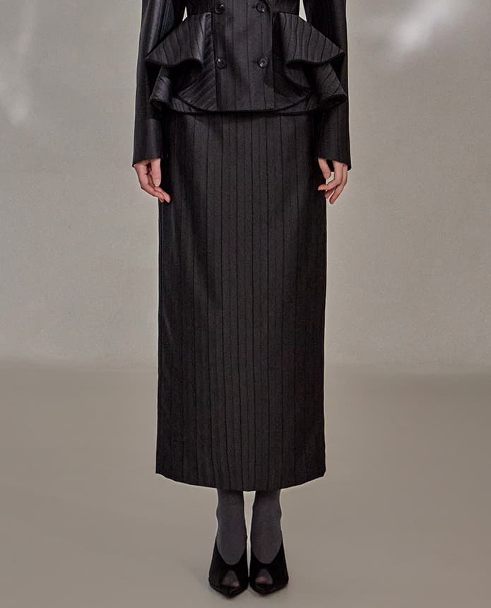 Wool-Polyester Skirt (Gray)