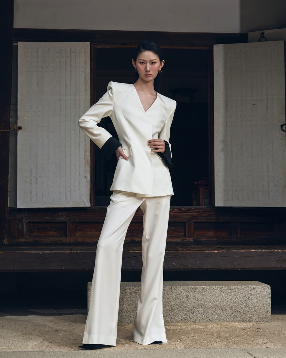 Polyester Jacket & Trousers Set (White)