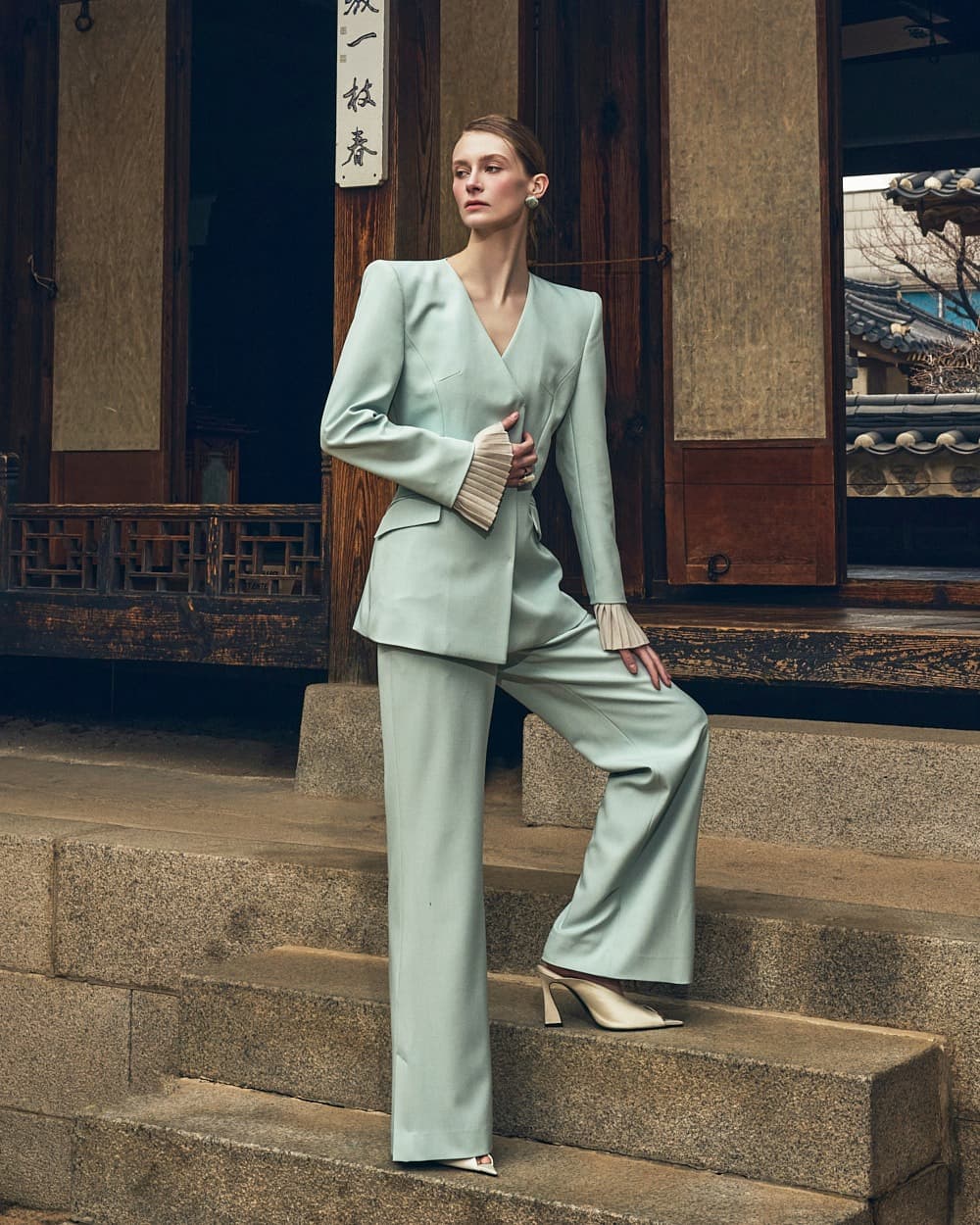 Polyester Jacket & Trousers Set (Mint)