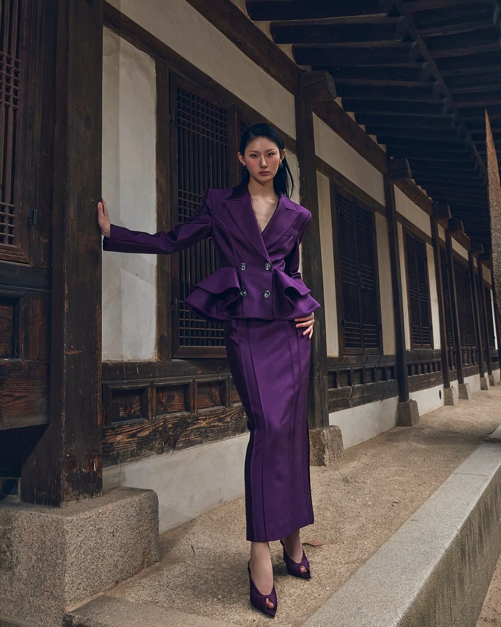 Wool-Silk Tailored Jacket (Purple)