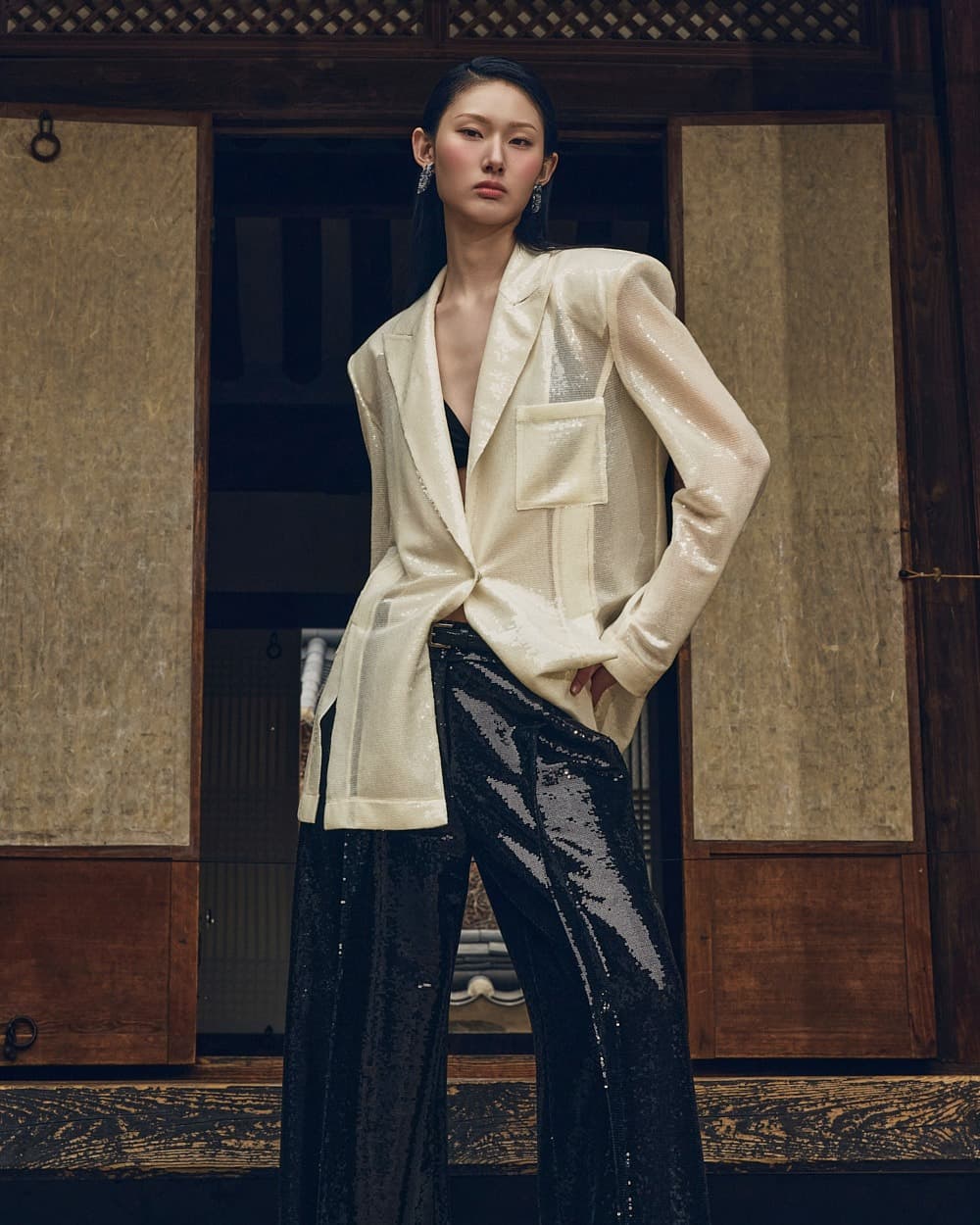 Polyester Tailored Jacket (Ivory)