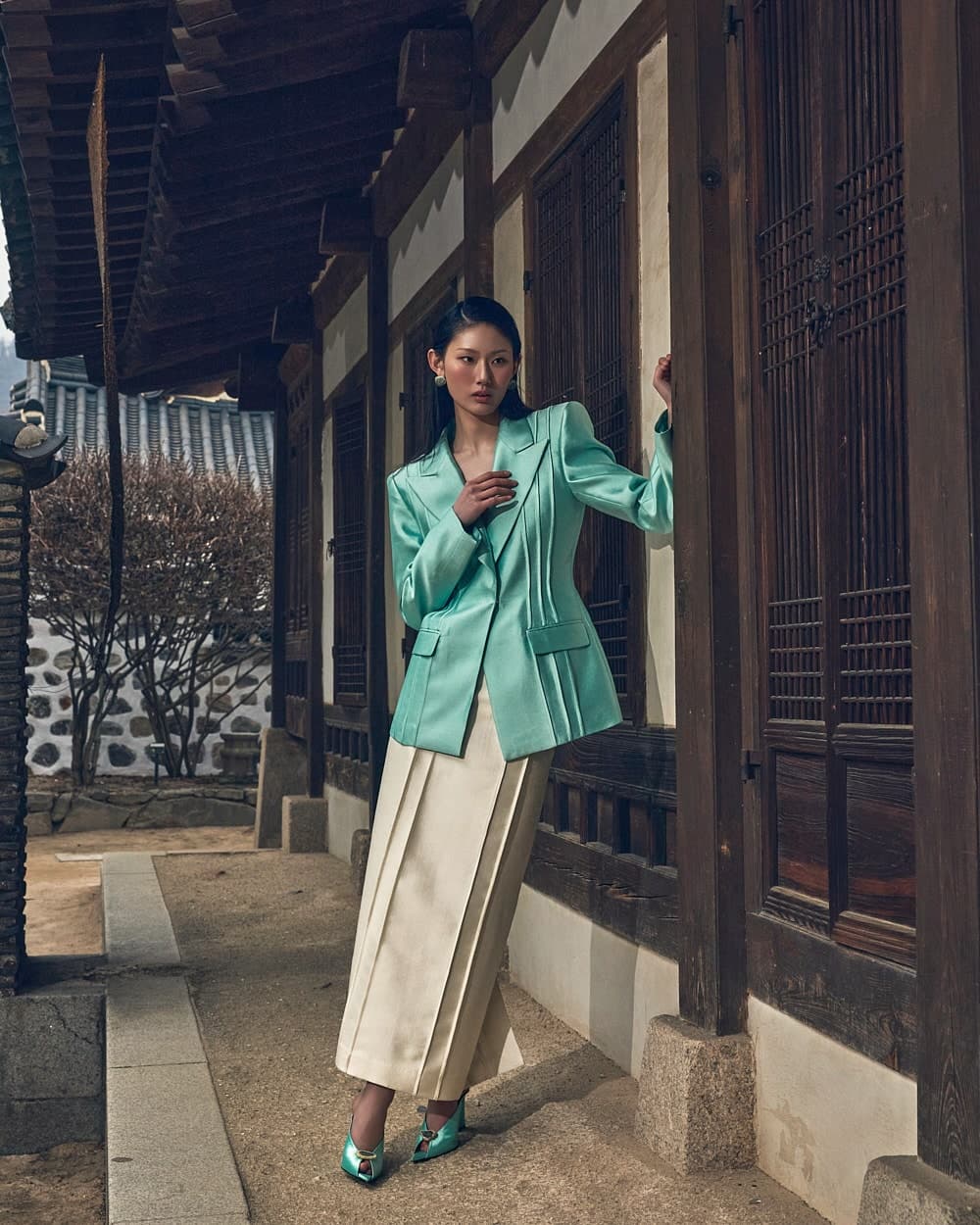 Veste tailleur en laine et soie (menthe) — vue 11