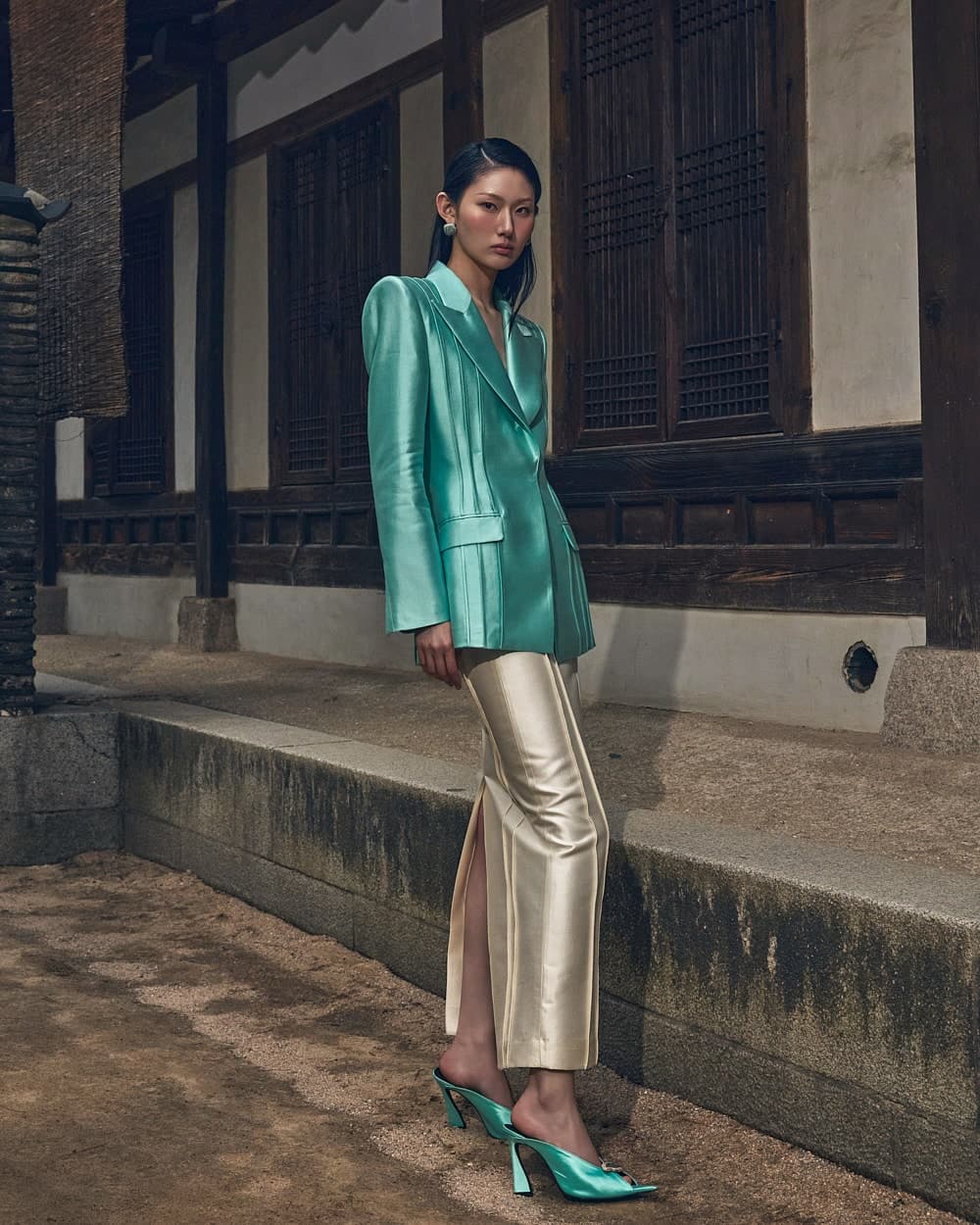 Veste tailleur en laine et soie (menthe) — vue 13
