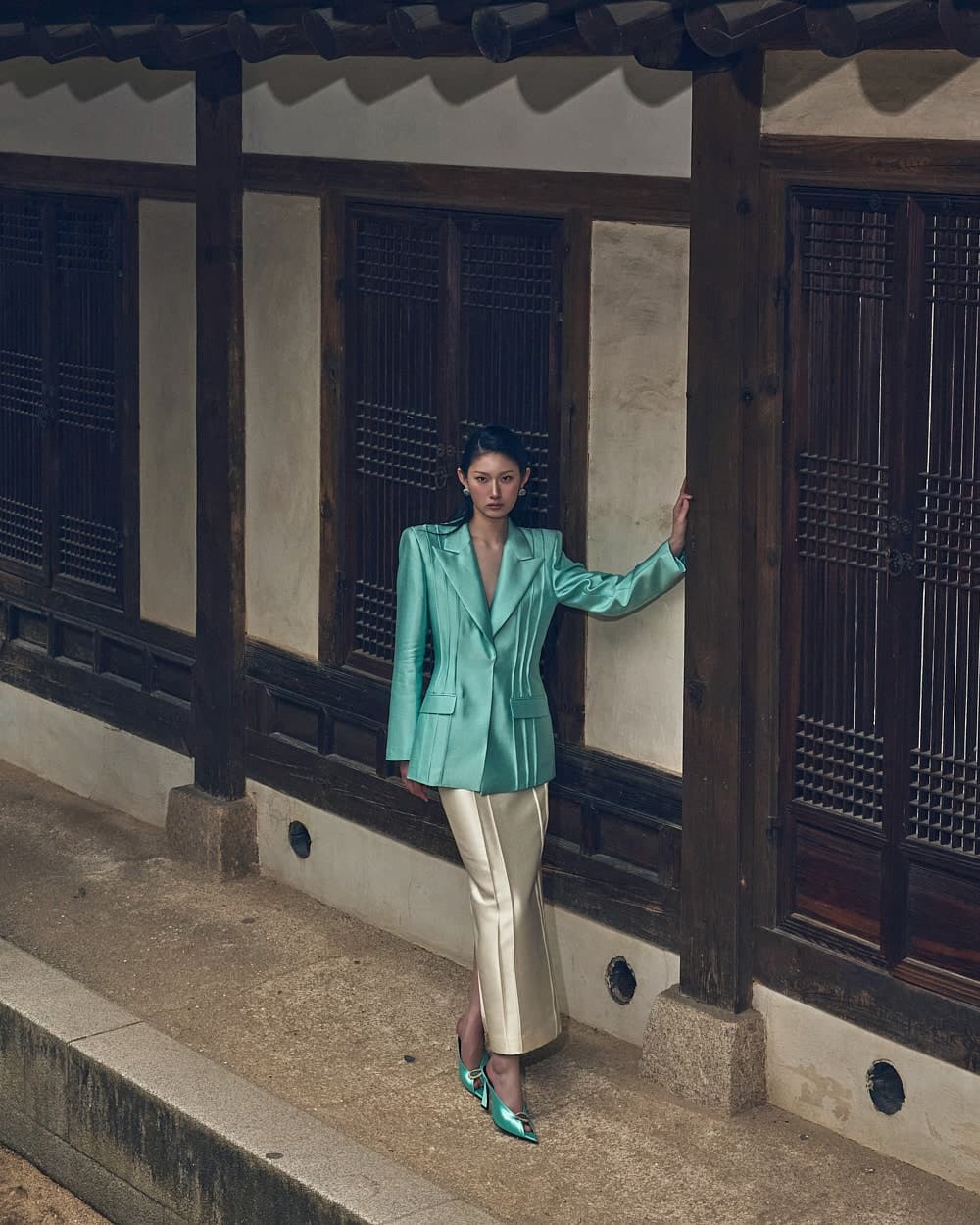 Veste tailleur en laine et soie (menthe) — vue 14