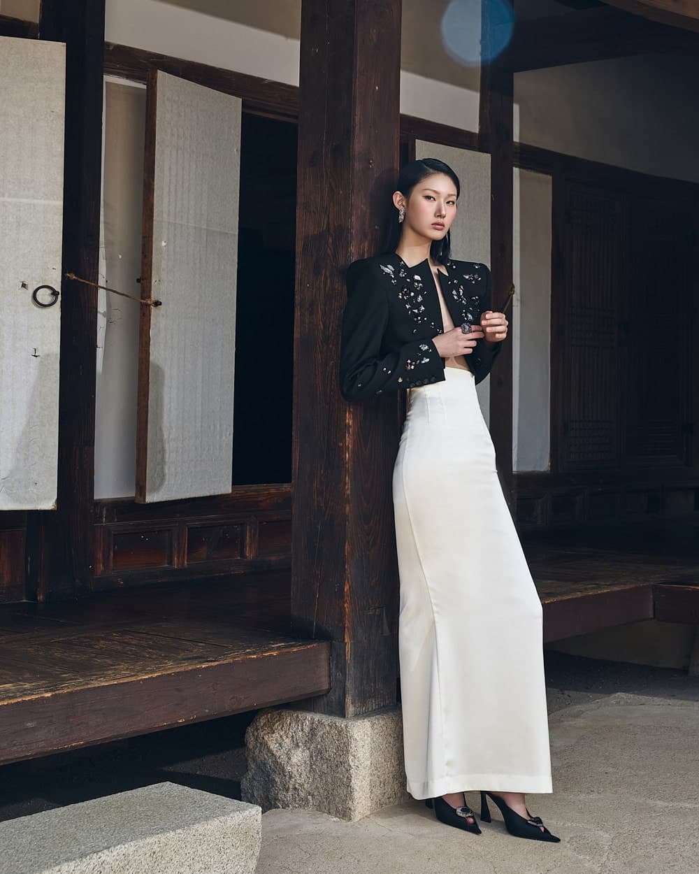 Veste courte en laine et polyester — vue 8