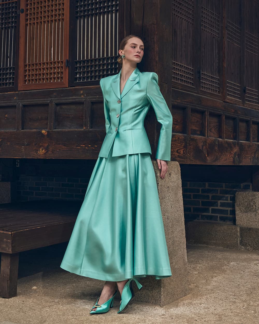 Wool-Silk Tailored Jacket (Mint)