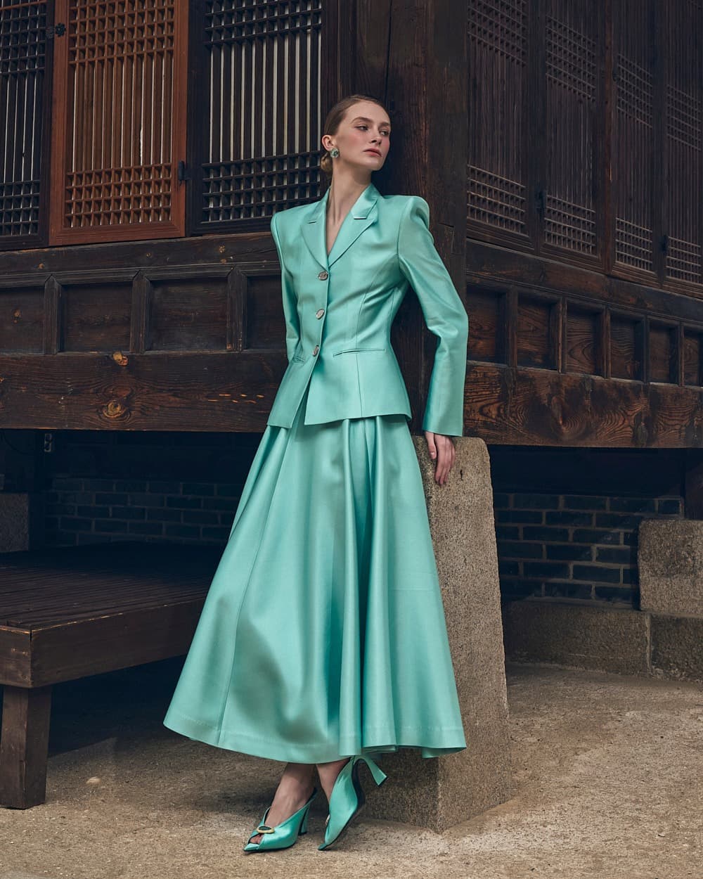 Wool-Silk Tailored Jacket (Mint) — KSH52O2JK012