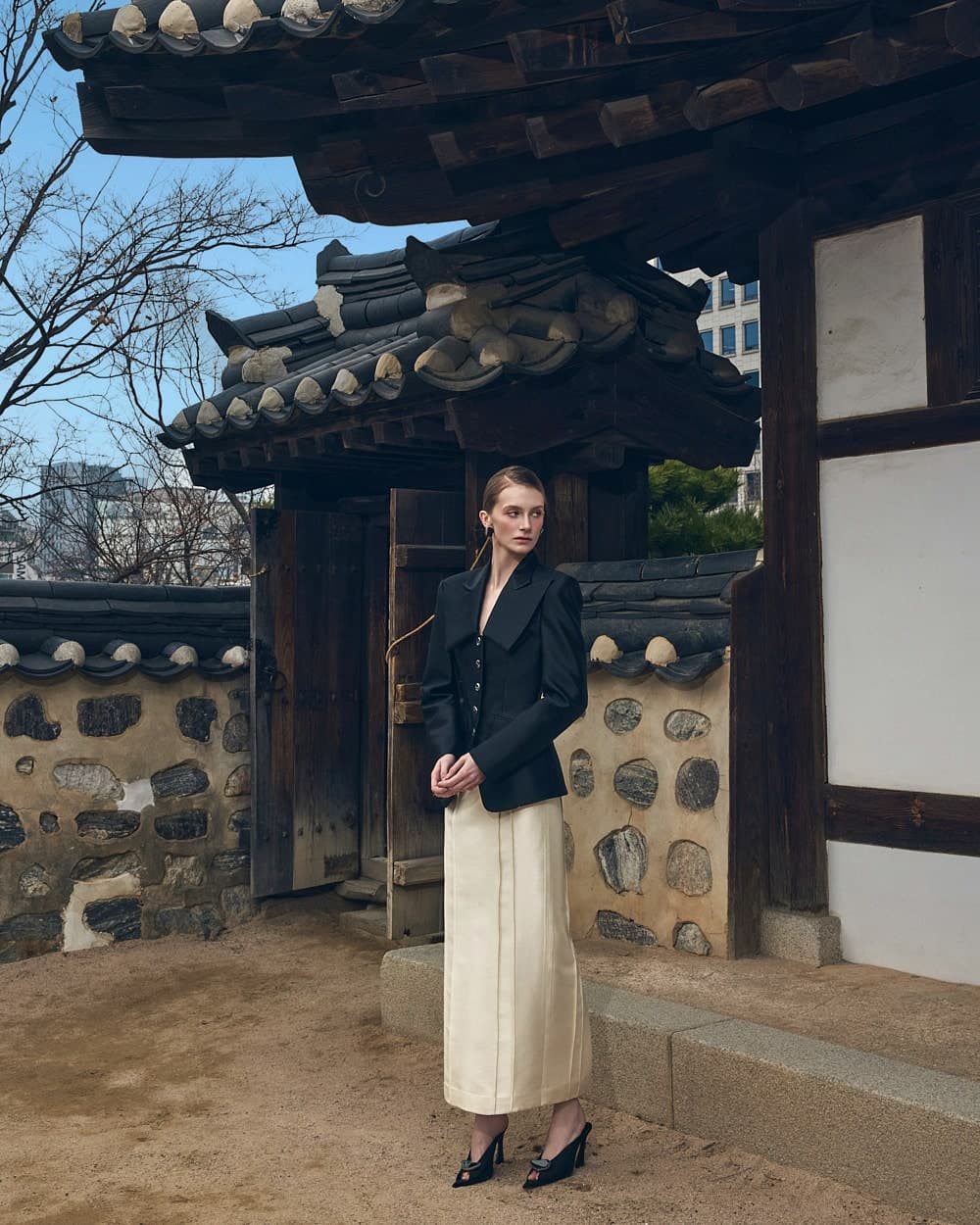 Veste tailleur en laine et soie (noir) — vue 6