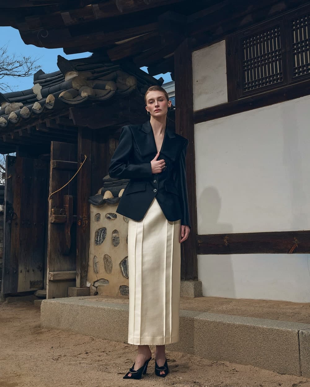 Veste tailleur en laine et soie (noir) — vue 1