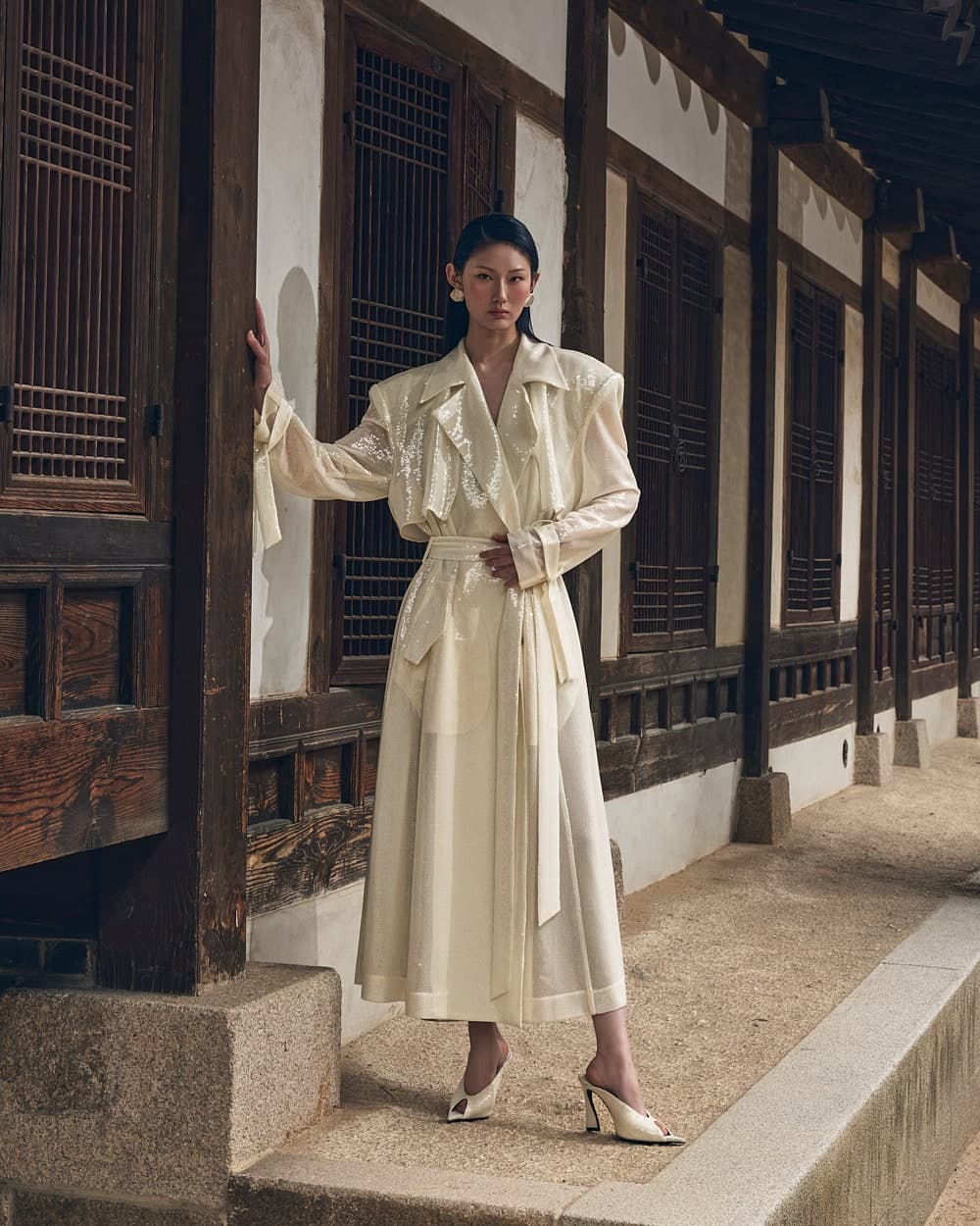 Manteau ceinturé en polyester — vue 3
