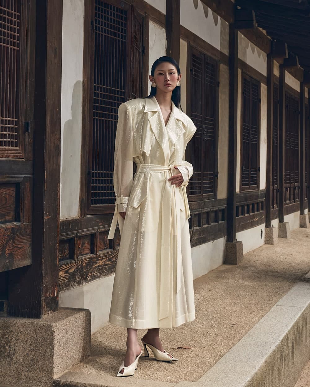 Manteau ceinturé en polyester — vue 5