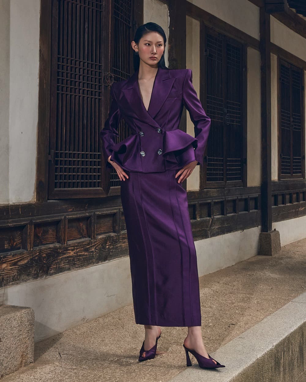 Wool-Silk Skirt (Purple)