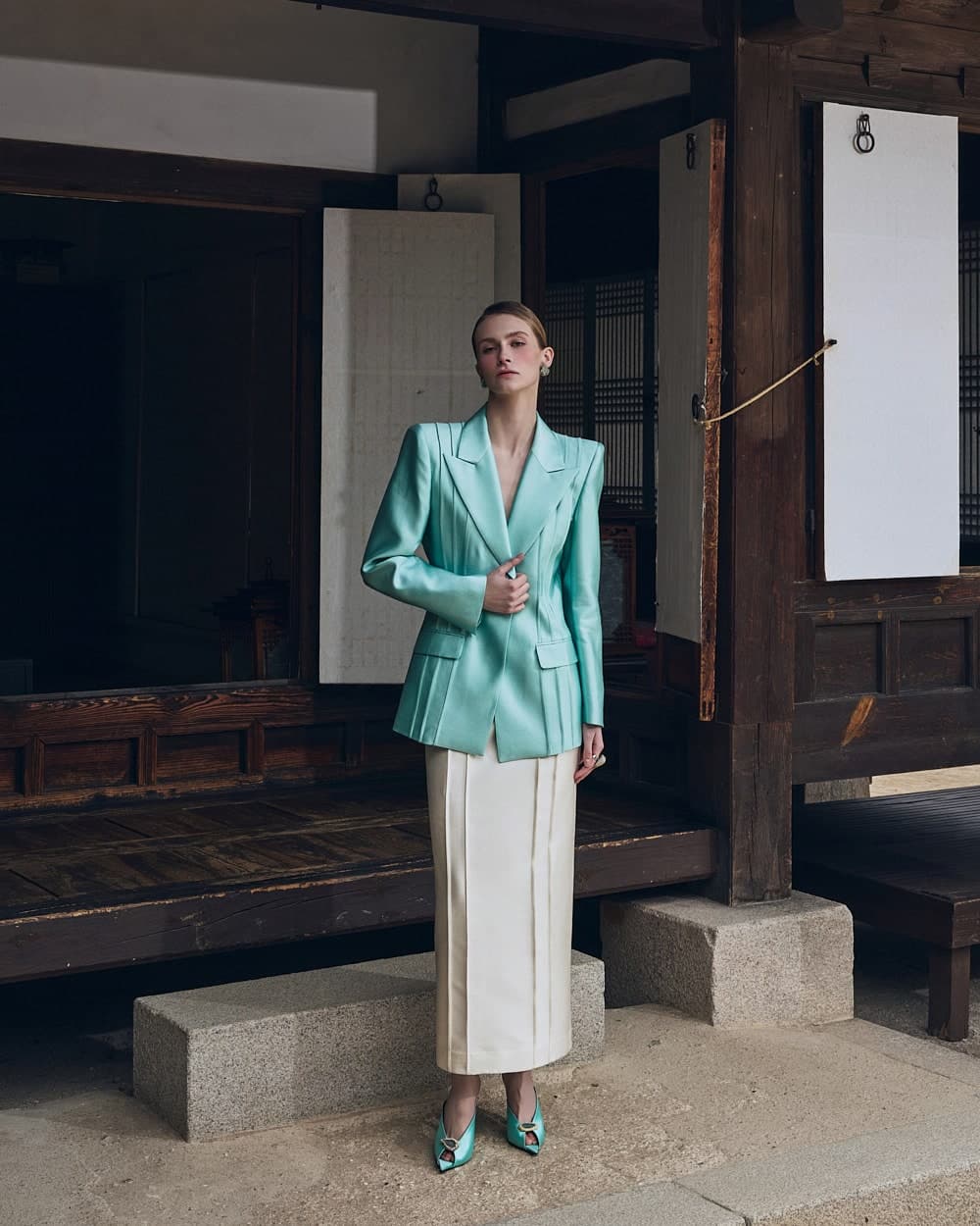 Jupe en laine et soie (menthe) — vue 3
