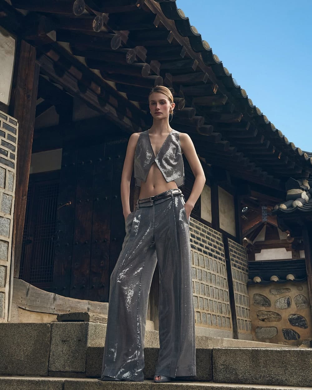 Pantalon en polyester (gris) — vue 3