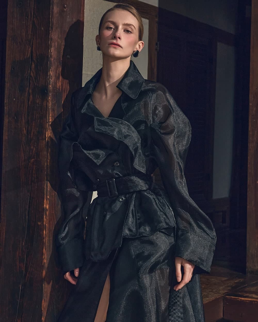 Manteau ceinturé en polyester — vue 3