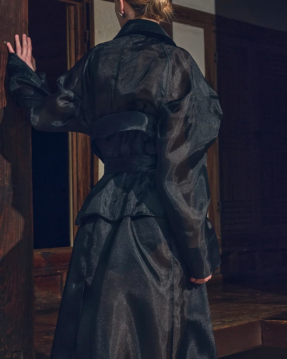 Manteau ceinturé en polyester — vue 4