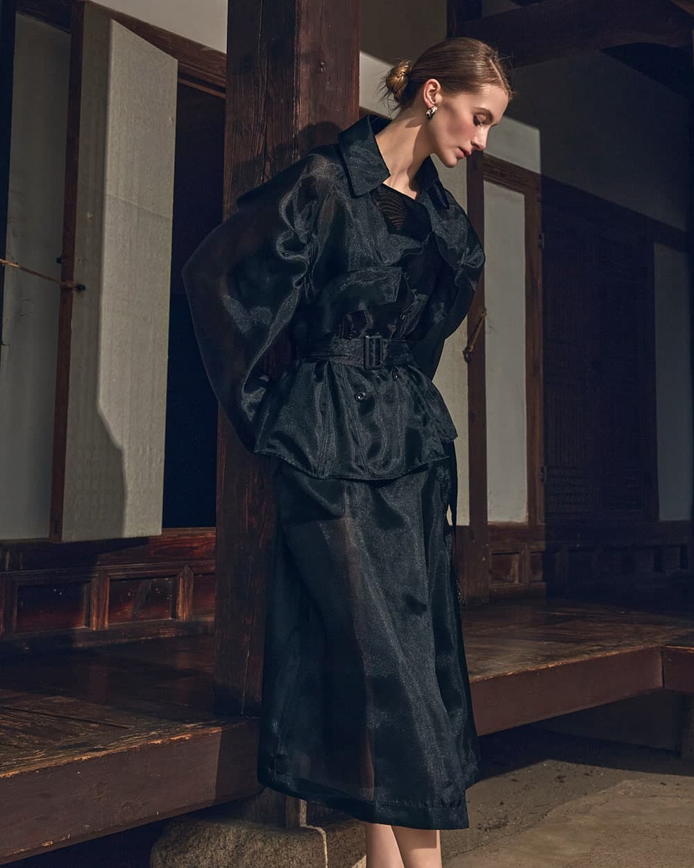 Manteau ceinturé en polyester — vue 5